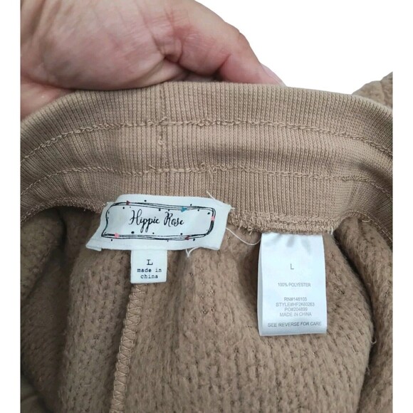 Hippie Rose Junior Sherpa Cozy Joggers Pants Elastic Unisex Size Large Brown New - Picture 12 of 14